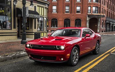 Dodge Challenger, 2017, AWD, Red Challenger, American cars