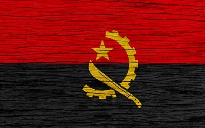 Flag of Angola, 4k, Africa, wooden texture, Angolan flag, national symbols, Angola flag, art, Angola