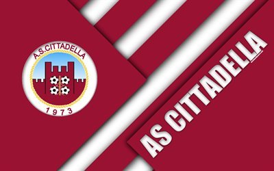 AS Cittadella, 4k, material design, logo, red white abstraction, emblem, Italian football club, Cittadella, Italy, Serie B