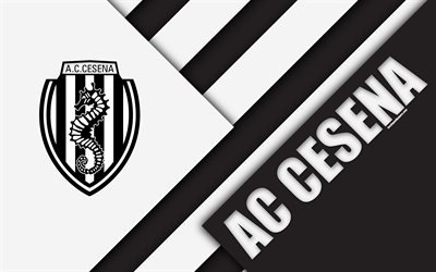 O AC Cesena, 4k, design de material, logo, preto-e-branco de abstra&#231;&#227;o, emblema, Italiano de futebol do clube, Cesena, It&#225;lia, Serie B