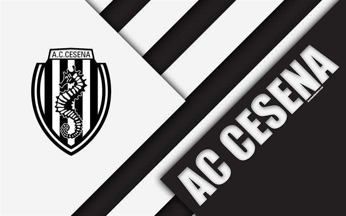 AC Cesena, 4k, material design, logo, bianco e nero, astrazione, emblema, il calcio italiano di club, Cesena, Italia, Serie B