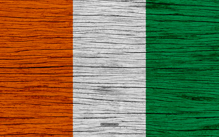 Drapeau de la C&#244;te d&#39;Ivoire, 4k, en Afrique, en bois, texture, symbole national, la C&#244;te d&#39;Ivoire drapeau, de l&#39;art, de la C&#244;te d&#39;Ivoire