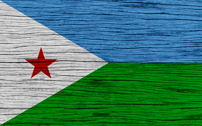 Flaggan i Djibouti, 4k, Afrika, tr&#228;-struktur, nationella symboler, Djibouti flagga, konst, Djibouti