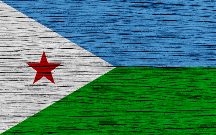 flag of djibouti, 4k, africa, wooden texturen, national symbols, djibouti flag, art, djibouti