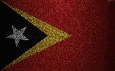 Flag of East Timor, 4k, leather texture, Oceania, East Timor, flags of the world