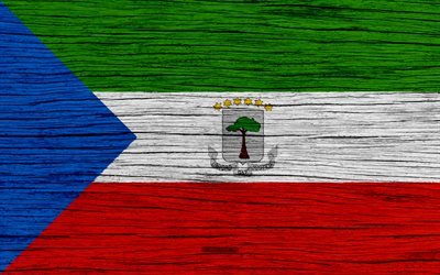 Flag of Equatorial Guinea, 4k, Africa, wooden texture, national symbols, Equatorial Guinea flag, art, Equatorial Guinea