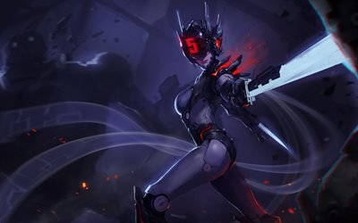 4k, Fiora, cyver warrior, female characters, MOBA, League of Legends