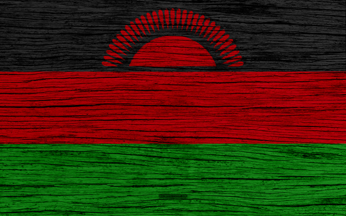 Bandeira do Malawi, 4k, &#193;frica, textura de madeira, s&#237;mbolos nacionais, Malawi bandeira, arte, Malawi