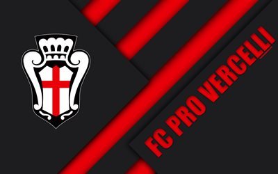 Pro Vercelli FC, 4k, material design, logo, red white abstraction, emblem, Italian football club, Vercelli, Piedmont, Italy, Serie B