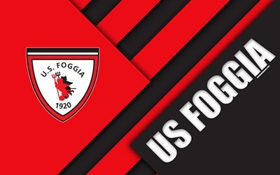 US Foggia, 4k, material design, logo, red black abstraction, emblem, Italian football club, Foggia, Italy, Serie B, Foggia Calcio