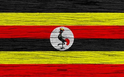 Flag of Uganda, 4k, Africa, wooden texture, Ugandan flag, national symbols, Uganda flag, art, Uganda