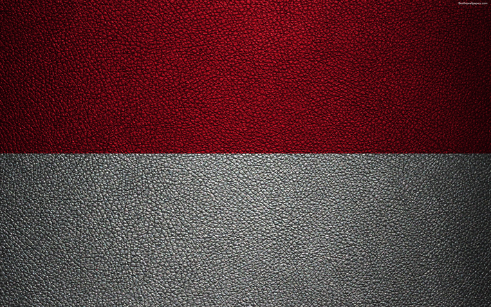 Bandera de Indonesia, 4K, textura de cuero, Ocean&#237;a, Indonesia, del mundo de las banderas, la bandera de Indonesia