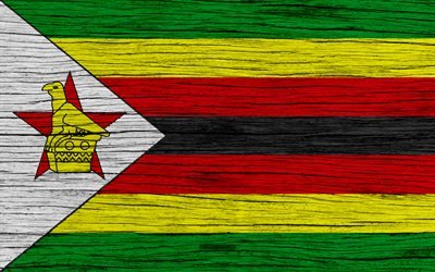 Flag of Zimbabwe, 4k, Africa, wooden texture, Zimbabwean flag, national symbols, Zimbabwe flag, art, Zimbabwe