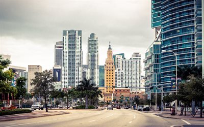 Miami, 4k, street, Florida, USA, Amerikassa