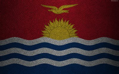 Flag of Kiribati, 4k, leather texture, Oceania, Kiribati, flags of the world