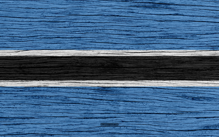 Flag of Botswana, 4k, Africa, wooden texture, national symbols, Botswana flag, art, Botswana