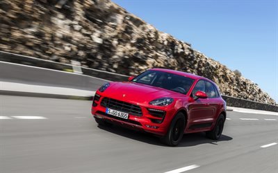 Porsche Macan GTS, 2018, ylellinen punainen MAASTOAUTO, punainen Macan, Saksan autoja, Porsche