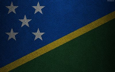 Flag of Solomon Islands, 4k, leather texture, Oceania, Solomon Islands, flags of the world
