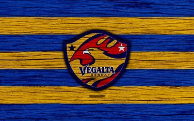 Vegalta Sendai, 4k, emblem, J-League, tr&#228;-struktur, Japan, Vegalta Sendai FC, fotboll, football club, logotyp, FC-Vegalta Sendai