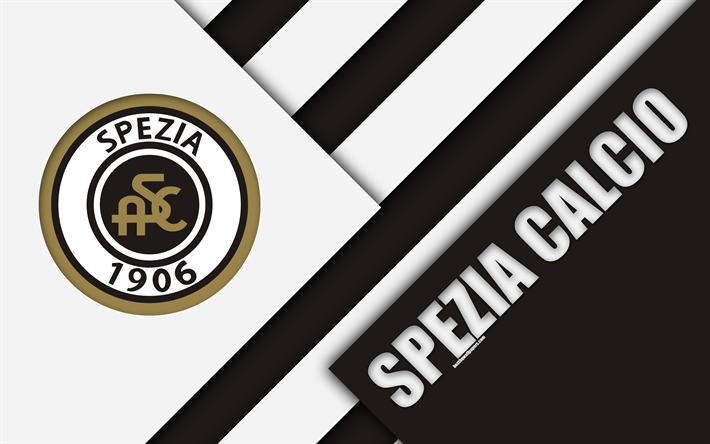 spezia calcio, 4k, material, design, logo, wei&#223;, schwarz abstraktion, wahrzeichen, italienische fu&#223;ball-club, la spezia, italien, serie b