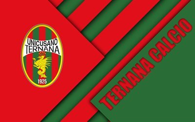 Ternana Unicusano De Futebol, 4k, design de material, logo, verde vermelho abstra&#231;&#227;o, emblema, Italiano de futebol do clube, Terni, Umbria, It&#225;lia, Serie B, Notts County Futebol