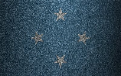 Flag of Federated States of Micronesia, 4K, leather texture, Oceania, Federated States of Micronesia, world flags