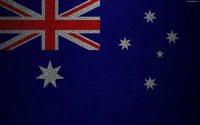 Flag of Australia, 4k, leather texture, Australian flag, Oceania, Australia, world flags