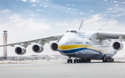 4k, AN-225, Cossack, Ukrainian aircraft, cargo plane, Antonov An-225 Mriya, transport aircraft, Ukraine, AN225, Antonov Airlines