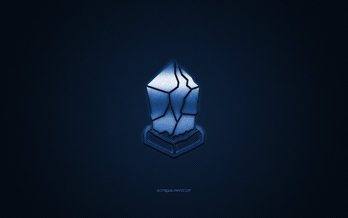 Lisk logo, embl&#232;me m&#233;tallique, bleu de carbone texture, cryptocurrency, Lisk, finance concepts