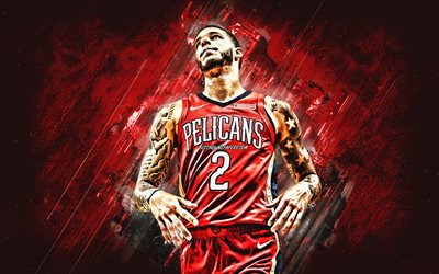 Lonzo Ball, New Orleans Pelicans, american basketball player, NBA, red stone background, National Basketball Association