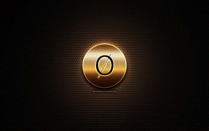 Omni glitter-logo, kryptovaluutta, grid metalli tausta, Omni, luova, kryptovaluutta merkkej&#228;, Omni-logo