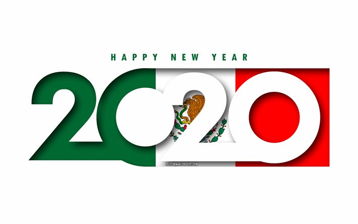 2020年にはメキシコ, フラグのキリバス, 白背景, 謹んで新年のメキシコ, 3dアート, 2020年までの概念, メキシコの国旗, 2020年の新年, 2020年にはメキシコの国旗