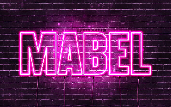 Mabel, 4k, sfondi per il desktop con i nomi, nomi di donna, Mabel nome, viola neon, orizzontale del testo, dell&#39;immagine con nome Mabel