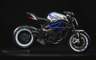 MV Agustaドラッグスター800RRピレリ, 2020, 外観, 側面, スポーツバイク, 新しい白色-青色のドラッグスター800RR, イタリアの二輪車, MV Agusta