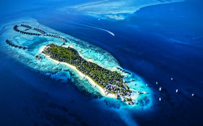 Jumeirah Vittaveli, ilhas, para&#237;so, South Male Atoll, Maldivas, oceano, HDR