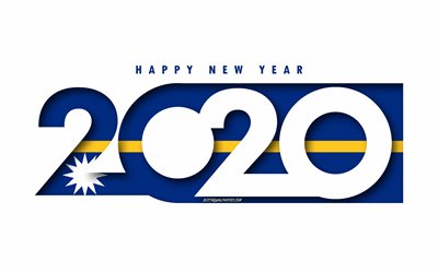 Nauru 2020, la Bandera de Nauru, fondo blanco, Feliz A&#241;o Nuevo Nauru, arte 3d, 2020 conceptos, Nauru bandera de 2020, A&#241;o Nuevo, 2020 Nauru bandera