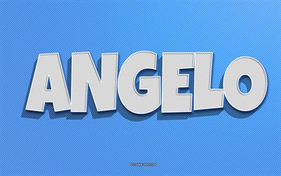 Angelo, blue lines background, wallpapers with names, Angelo name, male names, Angelo greeting card, line art, picture with Angelo name