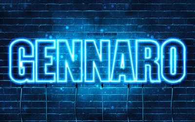 Gennaro, 4k, wallpapers with names, Gennaro name, blue neon lights, Gennaro Birthday, Happy Birthday Casio, popular italian male names, picture with Gennaro name