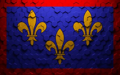 Flag of Anjou, honeycomb art, Anjou hexagons flag, Anjou, 3d hexagons art, Anjou flag