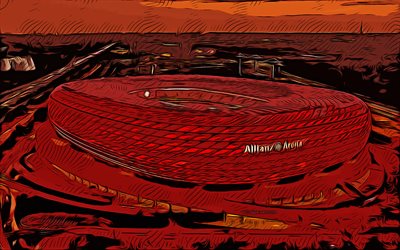 Alliance Arena, Munich, Germany, 4k, vector art, Alliance Arena drawing, creative art, Alliance Arena art, vector drawing, stadiums drawings