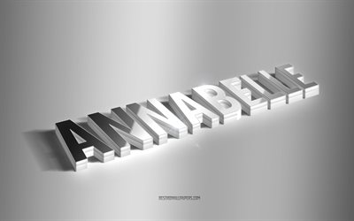 انابيل, فن 3d الفضة, خلفية رمادية, خلفيات بأسماء, اسم انابيل, بطاقة تهنئة أنابيل, فن ثلاثي الأبعاد, صورة باسم انابيل