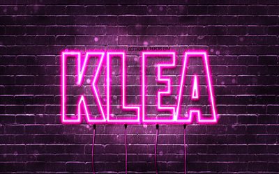 Klea, 4k, wallpapers with names, female names, Klea name, purple neon lights, Klea Birthday, Happy Birthday Klea, popular italian female names, picture with Klea name