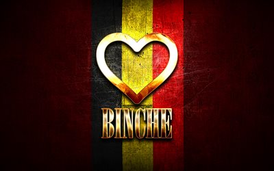 أنا أحب Binche, المدن البلجيكية, نقش ذهبي, يوم Binche, بلجيكا, قلب ذهبي, Binche مع العلم, بينش, مدن بلجيكا, المدن المفضلة, الحب بينش