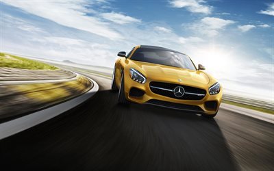 Mercedes-AMG GT, chemin de c&#226;bles, 2017 voitures, supercars, le mouvement, la Mercedes