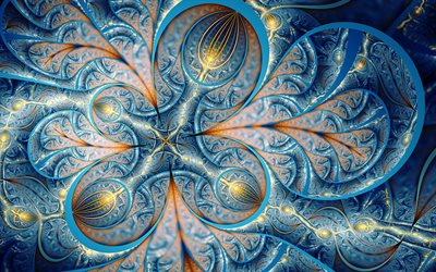 los fractales, la abstracci&#243;n, patrones florales, flores 3D, creativo