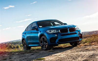 BMW X6M, offroad, F16, 2018 voitures, v&#233;hicules multisegments, bleu X6, BMW