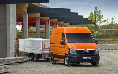MAN TGE, 2018, van, cargo minibus, cargo transportation, orange TGE, delivery concepts, MAN