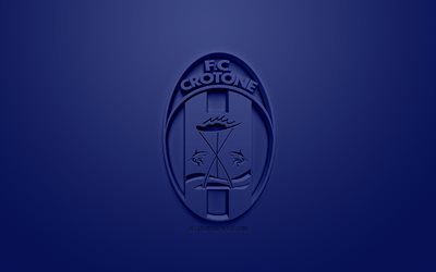 FC Crotone, creativo logo 3D, sfondo blu, emblema 3d, il calcio italiano di club, in Serie B, Crotone, Italia, 3d, arte, calcio, elegante logo 3d