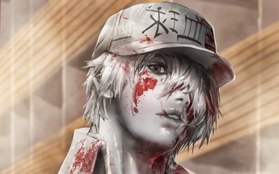 U-1146, artwork, manga, White Blood Cell, Cells at Work, protagonists, Hakkekkyu