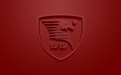 OSS Salernitana 1919, kreativa 3D-logotyp, brun bakgrund, 3d-emblem, Italiensk fotboll club, Serie B, Salerno, Italien, 3d-konst, fotboll, snygg 3d-logo